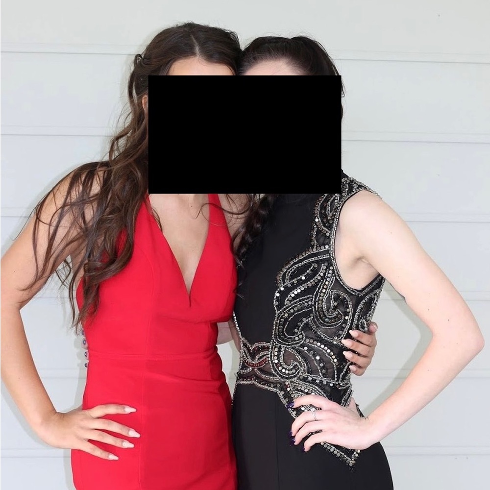 Black and silver prom dress